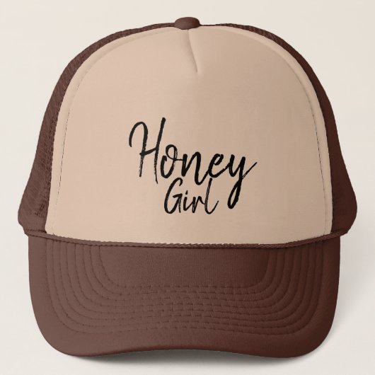 Tan & bruine trucker Hat voor dames van honingmeis Trucker Pet (Voorkant)