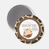 Tan + bruine zebra jongens baby shower magneet (Voorkant / Achterkant)