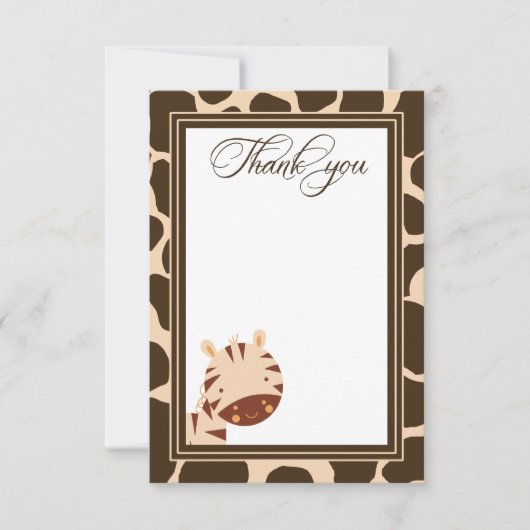 Tan + bruine zebra jongens dank je platte kaart (Voorkant)