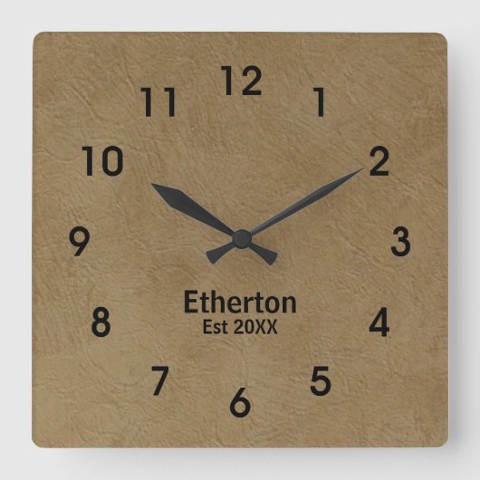 Tan Brushed Stucco Print Pattern Acrylclock Vierkante Klok (Voorkant)