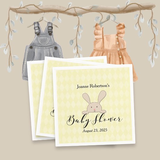 Tan Bunny Baby shower Modern | Gele Argyle Servet