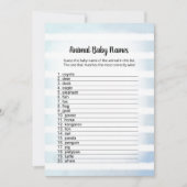 Tan Bunny Blue Animal Baby Names Game Kaart (Voorkant)