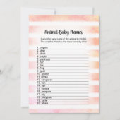 Tan Bunny Coral Animal Baby Names Game Kaart (Voorkant)