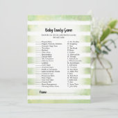 Tan Bunny Green Baby Snoep Baby shower Game Kaart (Staand voorkant)