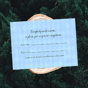 Tan Bunny Naam Suggestie Baby shower Spel Informatiekaartje