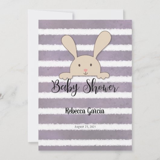 Tan Bunny Paarse Baby Language Game Kaart (Achterkant)