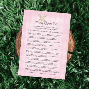 Tan Bunny Pink Argyle Nursery Rhymes Game Kaart