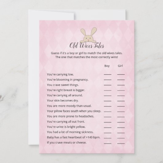 Tan Bunny Pink Argyle Old Wives Kaart (Voorkant)