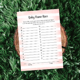 Tan Bunny Pink Baby Name Race Game Kaart