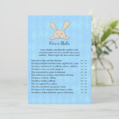 Tan Bunny Rabbit Blue over onder Shower Game Kaart (Staand voorkant)