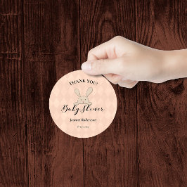 Tan Bunny Rabbit Coral Diamond Baby shower Ronde Sticker