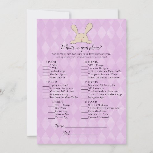 Tan Bunny Rabbit Paars wat er op je telefoonspel s Kaart (Voorkant)