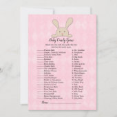 Tan Bunny Rabbit Pink Baby Shower Game Kaart (Voorkant)