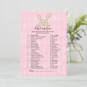 Tan Bunny Rabbit Pink Baby Shower Game Kaart (Staand voorkant)