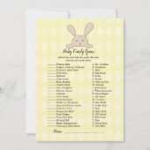 Tan Bunny Rabbit Yellow Baby Shower Game Kaart (Voorkant)