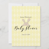 Tan Bunny Rabbit Yellow Baby Shower Game Kaart (Achterkant)