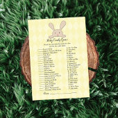 Tan Bunny Rabbit Yellow Baby Shower Game Kaart