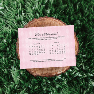 Tan Bunny Roze Baby Aankomst Voorspelling Spel Informatiekaartje