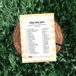 Tan Bunny Yellow Baby Snoep Baby shower Game Kaart