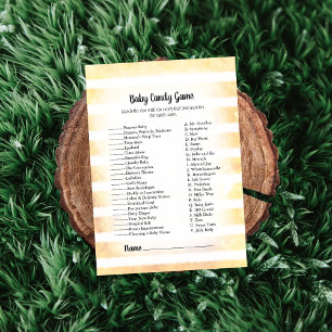 Tan Bunny Yellow Baby Snoep Baby shower Game Kaart