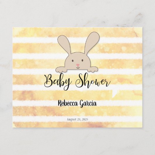 Tan Bunny Yellow Mom's Belly Size Douche Spel Informatiekaartje (Achterkant)