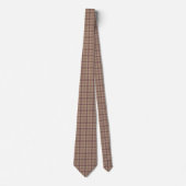Tan Burgundy Plaid Classic Pattern Neck Tie Stropdas (Voorkant)