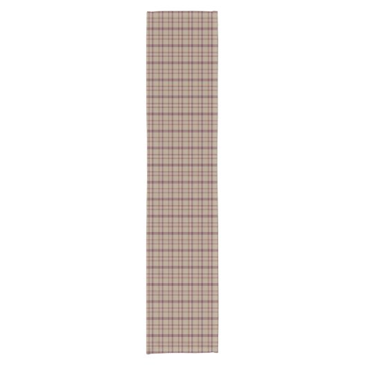 Tan Burgundy Plaid Classic Pattern Table Runner Korte Tafelloper (Voorkant)