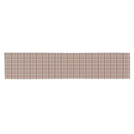 Tan Burgundy Plaid Classic Pattern Table Runner Korte Tafelloper (Horizontaal)