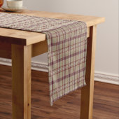 Tan Burgundy Plaid Classic Pattern Table Runner Korte Tafelloper (Voorbeeld)