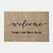 Tan Burlap kijken welkom hoop dat je bier grappig Deurmat (Voorkant)