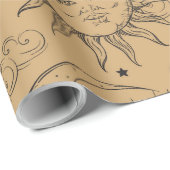 Tan  Celestial Sun Moon Stars Cadeaupapier (Rol Hoek)