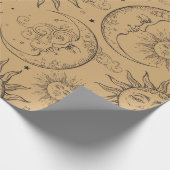 Tan  Celestial Sun Moon Stars Cadeaupapier (Hoek)
