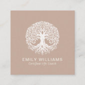 Tan Celtic Tree of Life Coach Vierkante Visitekaartje (Voorkant)