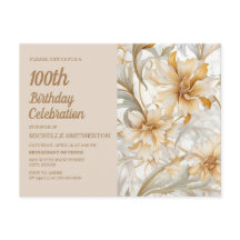 Tan Champagne Bloemige Vrouwen 100e Verjaardag