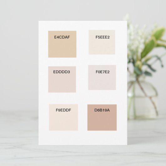 Tan Champagne Color Swatch Kaart (Staand voorkant)