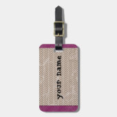Tan Chevrons Bagagelabel met lederriem (Voorkant verticaal)