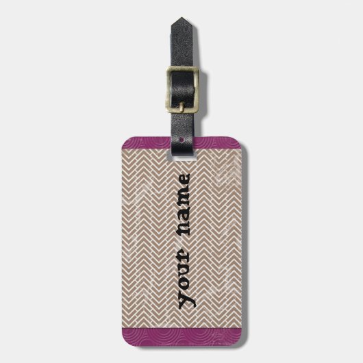 Tan Chevrons Bagagelabel met lederriem (Voorkant verticaal)