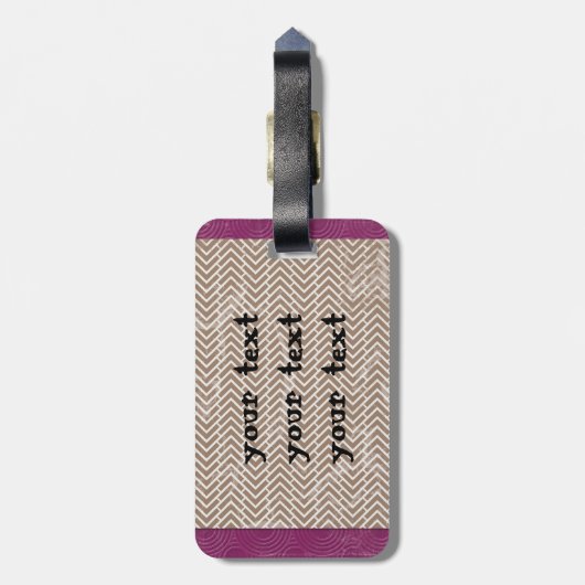Tan Chevrons Bagagelabel met lederriem (Achterkant verticaal)