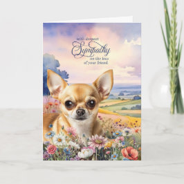 Tan Chihuahua Field of Wildflowers Pet Sympathy Kaart