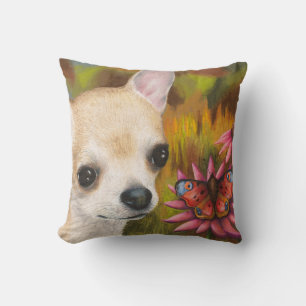 Tan Chihuahua Hond 85 Vlinder Kussen