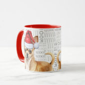 Tan Chihuahua Hond Kerstman Woof Achtergrond Kerst Mok (Voorkant links)
