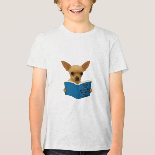 Tan Chihuahua how to Misbehave Tri-Blend Shirt (Voorkant)