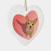 Tan Chihuahua in een diamantroze halsband Keramisch Ornament (Rechts)