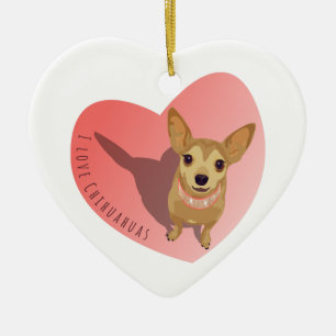 Tan Chihuahua in een diamantroze halsband Keramisch Ornament