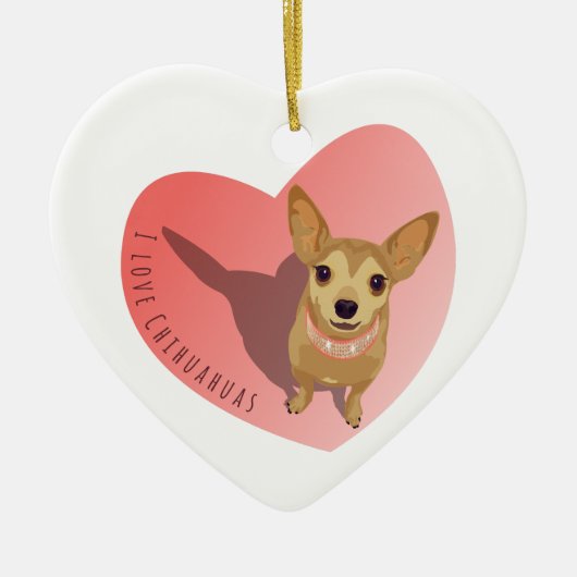Tan Chihuahua in een diamantroze halsband Keramisch Ornament (Voorkant)