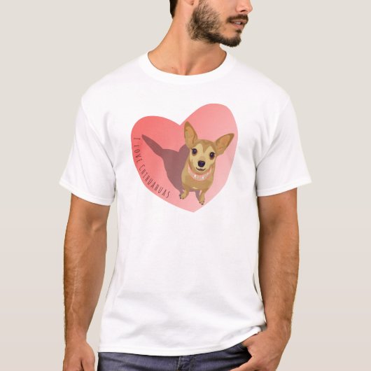 Tan Chihuahua in een diamantroze halsband T-shirt (Voorkant)
