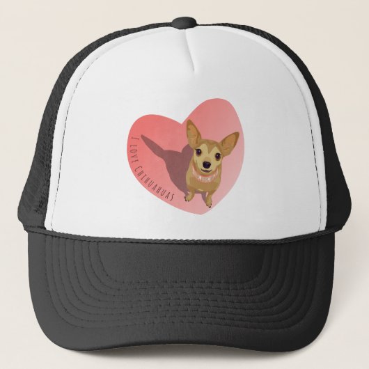Tan Chihuahua in een diamantroze halsband Trucker Pet (Voorkant)