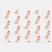 Tan Chihuahua Kersthond en Plaid Inpakpapier Vel (Voorkant 2)