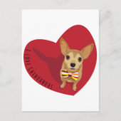 Tan Chihuahua met een boeg stropdas in een rood ha Briefkaart (Voorkant)