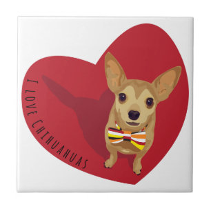 Tan Chihuahua met een boeg stropdas in een rood ha Tegeltje
